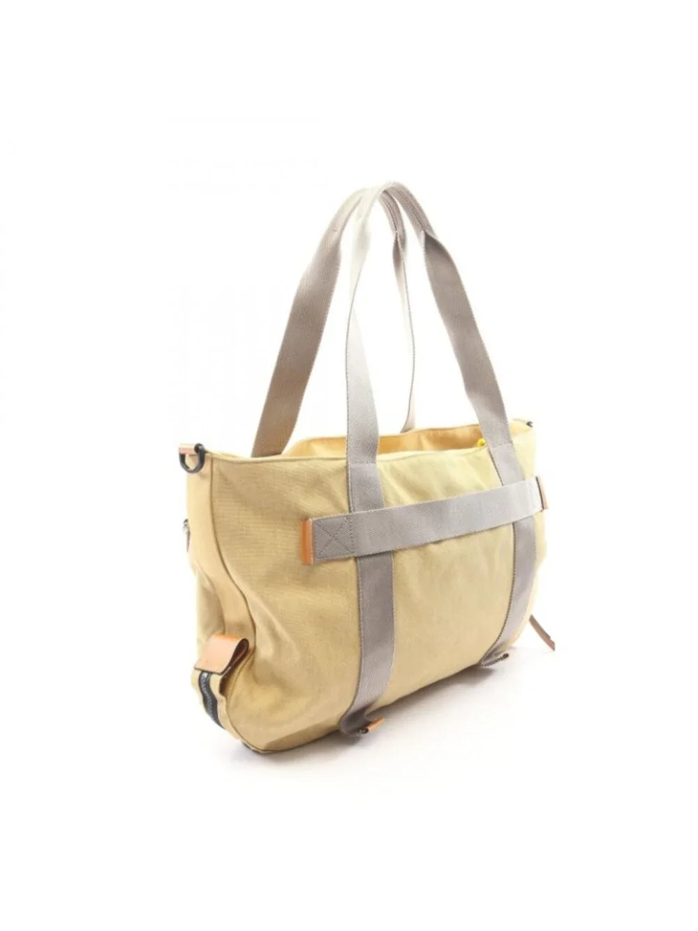 Loewe Tote Bag Eye Nature Eln 2-Way Beige Yellow Gray Canvas Leather